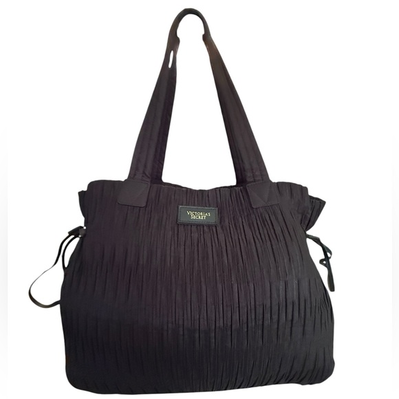 Victoria's Secret Handbags - Victoria's Secret Black Crinkle Tote (Discontinued - 2016) - MSRP $89